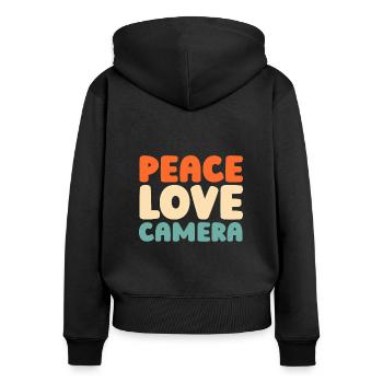 Fotograf Fotografie Kamera Peace Love Camera - Frauen Premium Bio Zip Hoodie - Schwarz - Hinten - Julia (174cm)