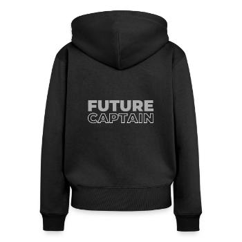 Segeln Segler Segelboot Future Captain - Frauen Premium Bio Zip Hoodie - Schwarz - Hinten - Julia (174cm)