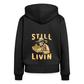 Imker Bienenzüchter - Frauen Premium Bio Zip Hoodie - Schwarz - Hinten - Julia (174cm)
