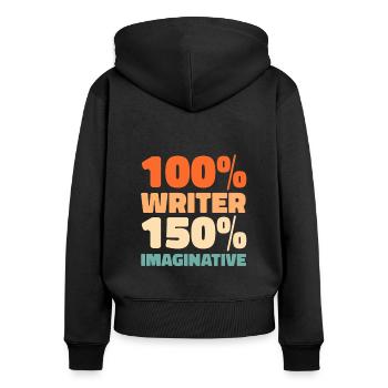 Writer Author - Women's Premium Organic Zip Hoodie - black - Back - Julia (174cm)