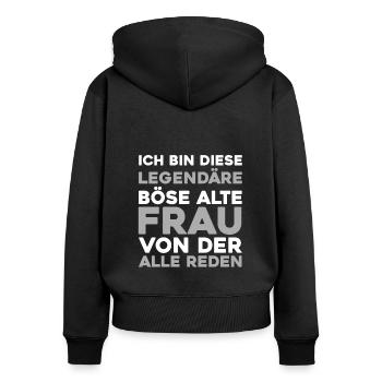 Schwarzer Humor Böse Alte Frau - Frauen Premium Bio Zip Hoodie - Schwarz - Hinten - Julia (174cm)