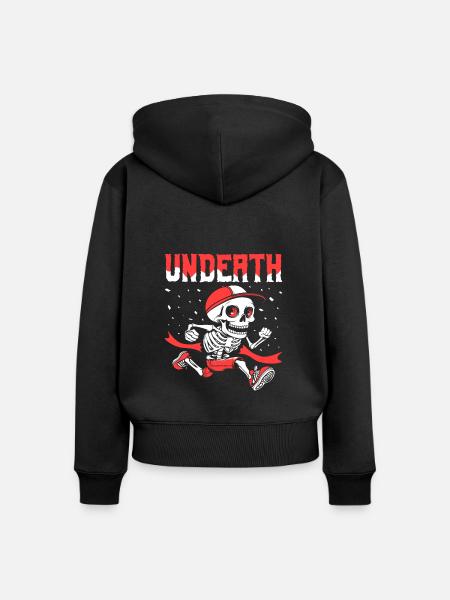 Ultramarathon Skelett Undeath - Frauen Premium Bio Zip Hoodie - Schwarz