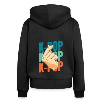 K Pop Kpop Korean Pop - Frauen Premium Bio Zip Hoodie - Schwarz - Hinten - Julia (174cm)
