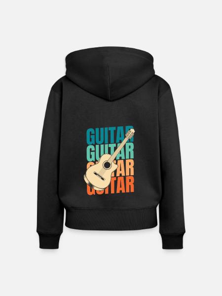 Akustikgitarre - Frauen Premium Bio Zip Hoodie - Schwarz