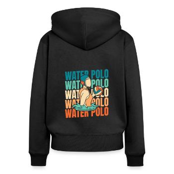 Wasserball Wasserballer - Frauen Premium Bio Zip Hoodie - Schwarz - Hinten - Julia (174cm)