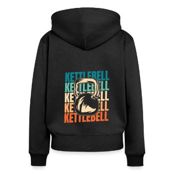 Kettlebell - Frauen Premium Bio Zip Hoodie - Schwarz - Hinten - Julia (174cm)