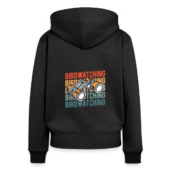 Ornithologues amateurs - Sweat à capuche zippé Premium bio Femme - noir - Dos - Julia (174cm)