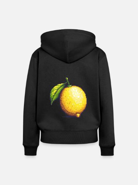 Zitrone Pixel Symbol - Frauen Premium Bio Zip Hoodie - Schwarz