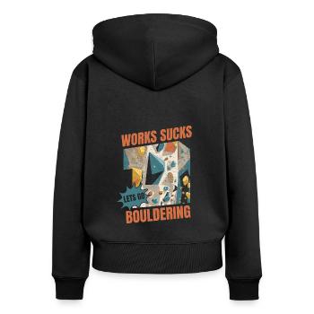 Bloc de bloc - Sweat à capuche zippé Premium bio Femme - noir - Dos - Julia (174cm)