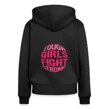 Cancer du sein - Sweat à capuche zippé Premium bio Femme - noir - Dos - Julia (174cm)