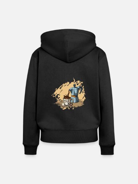 Espresso Kaffee - Frauen Premium Bio Zip Hoodie - Schwarz