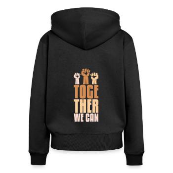 Lutte contre le racisme - Sweat à capuche zippé Premium bio Femme - noir - Dos - Julia (174cm)