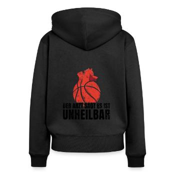 Basketball Frequenz - Frauen Premium Bio Zip Hoodie - Schwarz - Hinten - Julia (174cm)