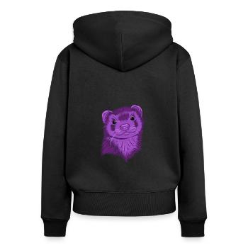 Frettchen - Frauen Premium Bio Zip Hoodie - Schwarz - Hinten - Julia (174cm)