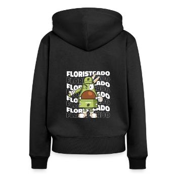 Florist Floristik - Frauen Premium Bio Zip Hoodie - Schwarz - Hinten - Julia (174cm)