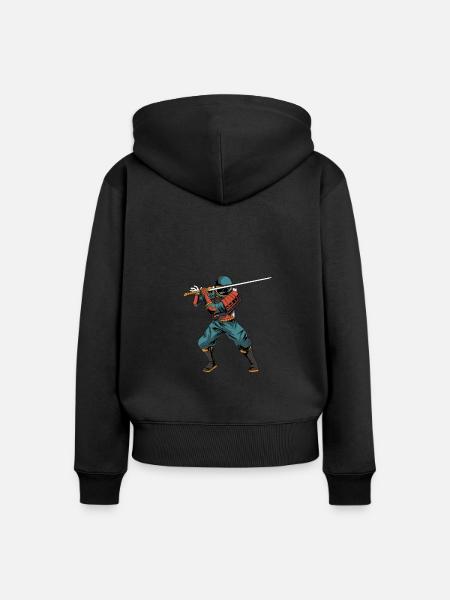 Samurai Katana-Schwert - Frauen Premium Bio Zip Hoodie - Schwarz