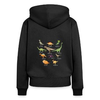 Dinosaurier Erwachsener Dinosaurier - Frauen Premium Bio Zip Hoodie - Schwarz - Hinten - Julia (174cm)