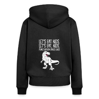 Dinosaurier Erwachsener Dinosaurier - Frauen Premium Bio Zip Hoodie - Schwarz - Hinten - Julia (174cm)