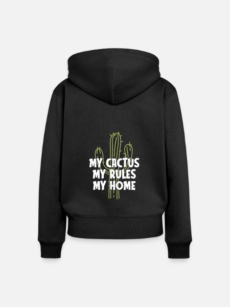 Kaktus Garten Kaktus - Frauen Premium Bio Zip Hoodie - Schwarz