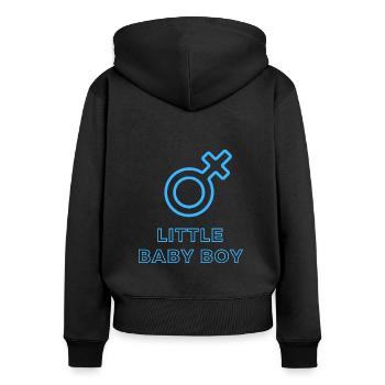 Baby Ankündigung - Junge - Schwangerschaft - Frauen Premium Bio Zip Hoodie - Schwarz - Hinten - Julia (174cm)