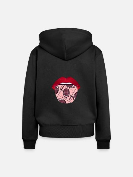 Fechten Fechter Zunge - Frauen Premium Bio Zip Hoodie - Schwarz