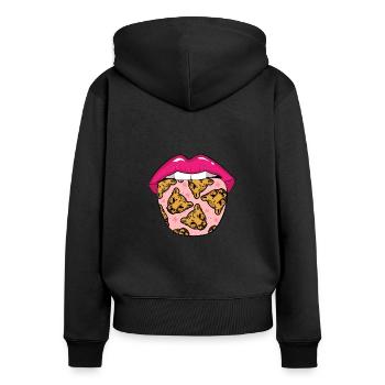 Cheetah tongue - Women's Premium Organic Zip Hoodie - black - Back - Julia (174cm)