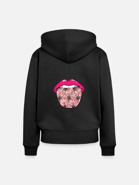 Spinne Zunge - Frauen Premium Bio Zip Hoodie - Schwarz
