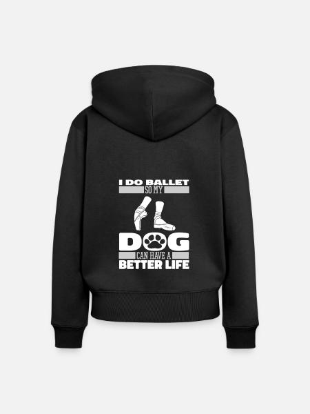 Ballet Balerina Hund - Frauen Premium Bio Zip Hoodie - Schwarz