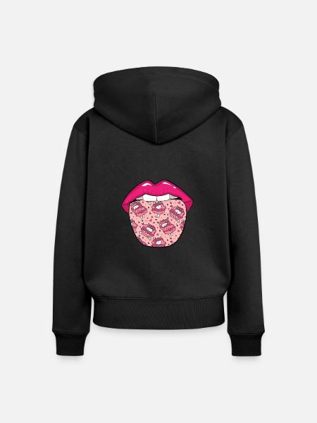 Schaf Zunge - Frauen Premium Bio Zip Hoodie - Schwarz