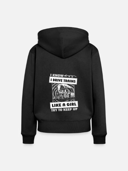 Lokführer Zugführer Mädchen - Frauen Premium Bio Zip Hoodie - Schwarz