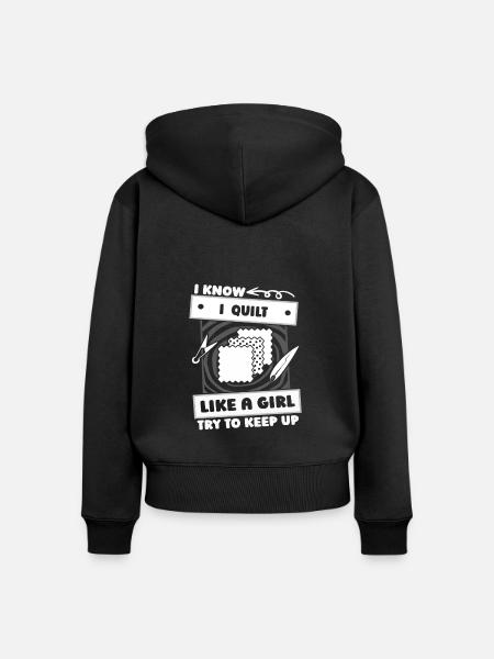 Quilting Mädchen - Frauen Premium Bio Zip Hoodie - Schwarz