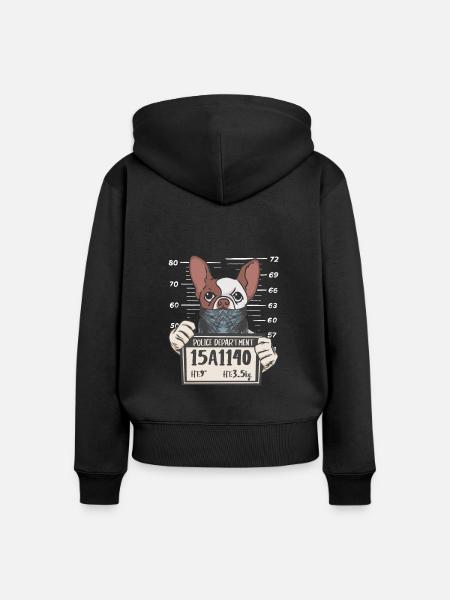 French Bulldog Polizeifoto - Frauen Premium Bio Zip Hoodie - Schwarz