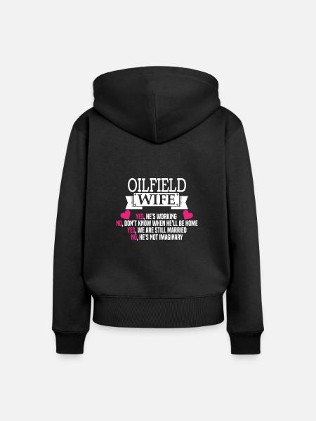 Ölfeld Bohrinsel Witzig - Frauen Premium Bio Zip Hoodie - Schwarz
