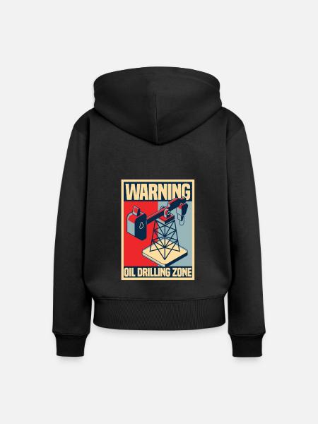 Ölfeld Bohrinsel - Frauen Premium Bio Zip Hoodie - Schwarz