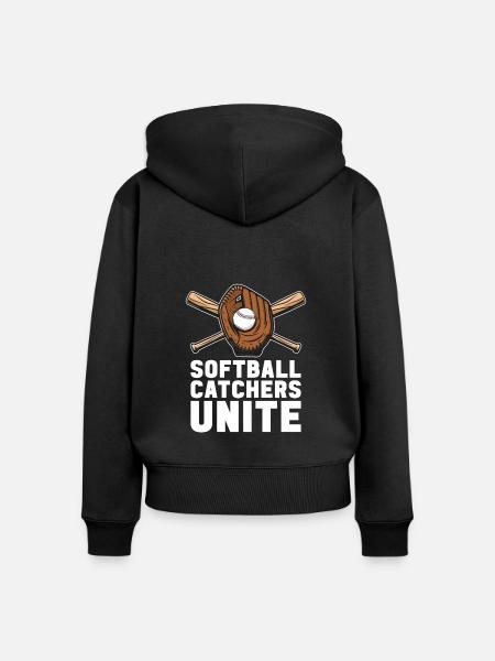 Softball Fänger - Frauen Premium Bio Zip Hoodie - Schwarz