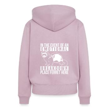 Frettchen Iltis Lustig - Frauen Premium Bio Zip Hoodie - Altrosa - Hinten - Julia (174cm)