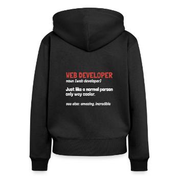 Développeur Web Définition du développeur Web - Sweat à capuche zippé Premium bio Femme - noir - Dos - Julia (174cm)