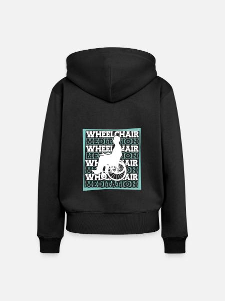 Meditation Meditieren Rollstuhl - Frauen Premium Bio Zip Hoodie - Schwarz
