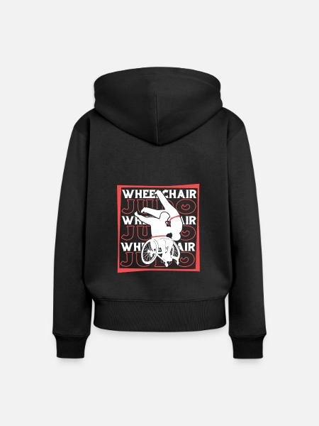 Judoka Rollstuhl - Frauen Premium Bio Zip Hoodie - Schwarz