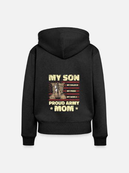 Mom Mutter Sohn - Frauen Premium Bio Zip Hoodie - Schwarz