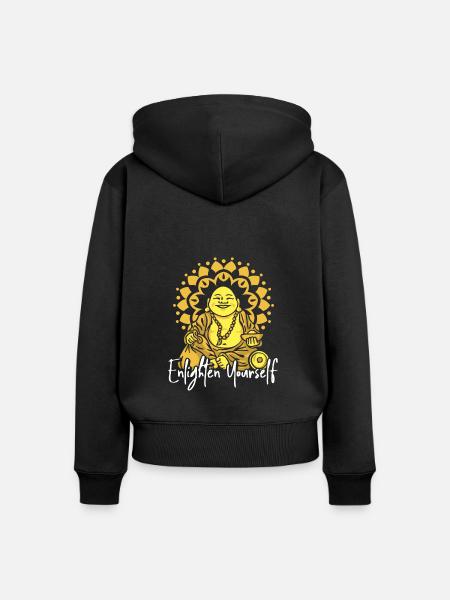 Buddha Buddhist Erleuchten - Frauen Premium Bio Zip Hoodie - Schwarz