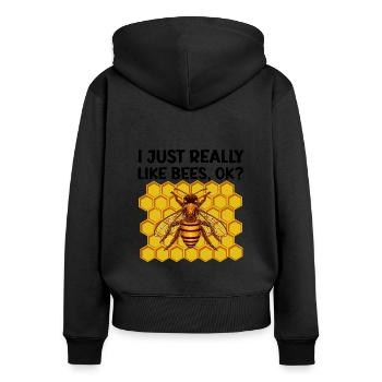 Apiculture - Sweat à capuche zippé Premium bio Femme - noir - Dos - Julia (174cm)