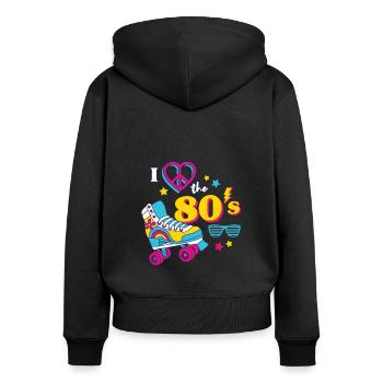80er Jahre Mottoparty 1980er Achtziger Kostüm - Frauen Premium Bio Zip Hoodie - Schwarz - Hinten - Julia (174cm)