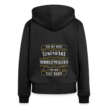 Maklerin Beruf Haushandel Immobilienmaklerin - Frauen Premium Bio Zip Hoodie - Schwarz - Hinten - Julia (174cm)