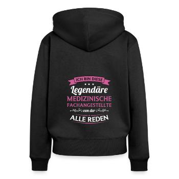 Arzthelferin Medizinische Fachangestellte MFA - Frauen Premium Bio Zip Hoodie - Schwarz - Hinten - Julia (174cm)