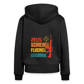Schützenfest Schießen Schießsport Sportschütze - Frauen Premium Bio Zip Hoodie - Schwarz - Hinten - Julia (174cm)