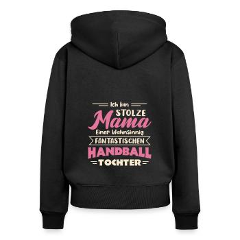 Hallen Sport Handballerin Handballverein Handball - Frauen Premium Bio Zip Hoodie - Schwarz - Hinten - Julia (174cm)