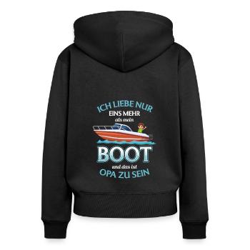 Boot Opa Großvater Opi Enkelkind Enkel Opa - Frauen Premium Bio Zip Hoodie - Schwarz - Hinten - Julia (174cm)