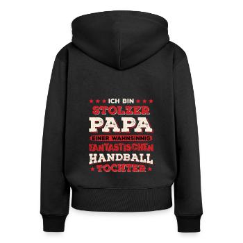 Hallen Sport Handballerin Handballverein Handball - Frauen Premium Bio Zip Hoodie - Schwarz - Hinten - Julia (174cm)