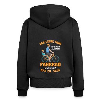 Fahrrad Opa Großvater Opi Enkelkind Enkel Opa - Frauen Premium Bio Zip Hoodie - Schwarz - Hinten - Julia (174cm)